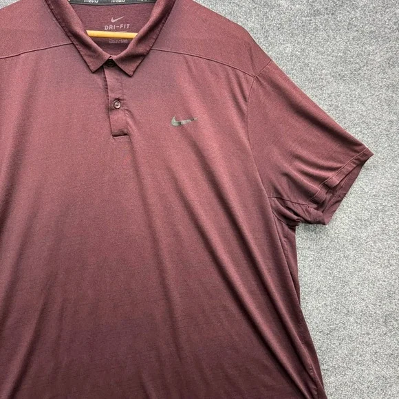 Nike Golf Polo Shirt Mens Size XXL Burgundy Short Sleeve Dri-Fit Performance Top - Picture 9 of 12